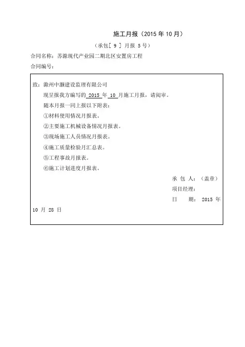 施工月报范本