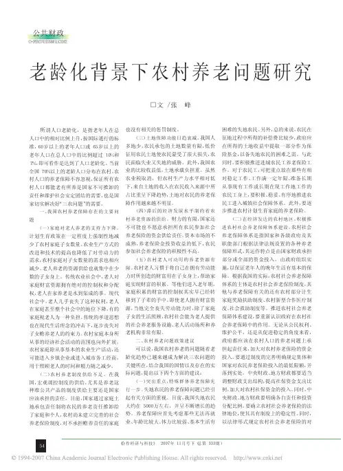 老龄化背景下农村养老问题研究