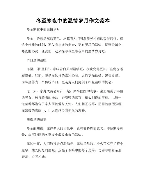 冬至寒夜中的温情岁月作文范本
