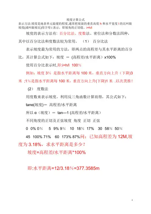 坡度计算公式【范本模板】