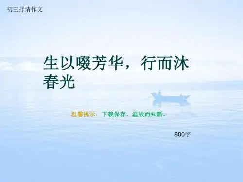 初三抒情作文《生以啜芳华,行而沐春光》800字(总11页PPT)