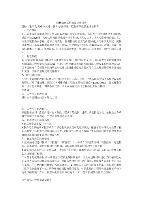 公园亮化工程质量评估报告