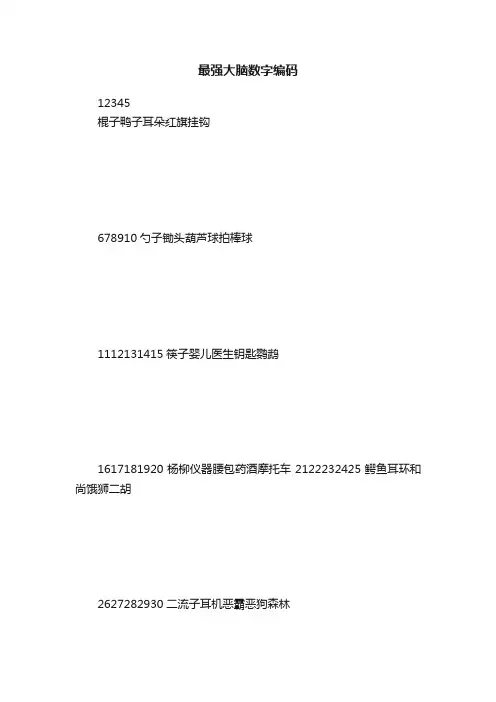 最强大脑数字编码
