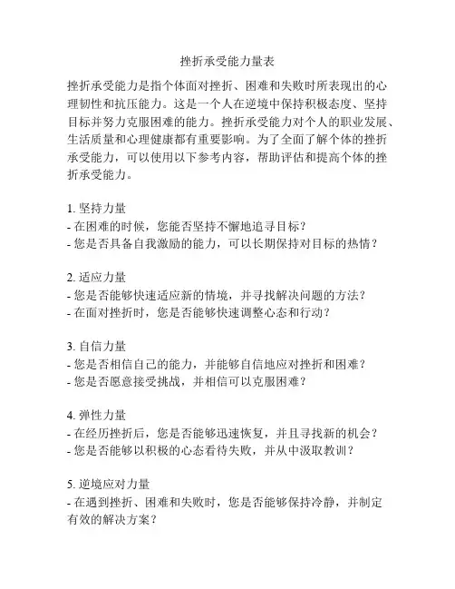 挫折承受能力量表