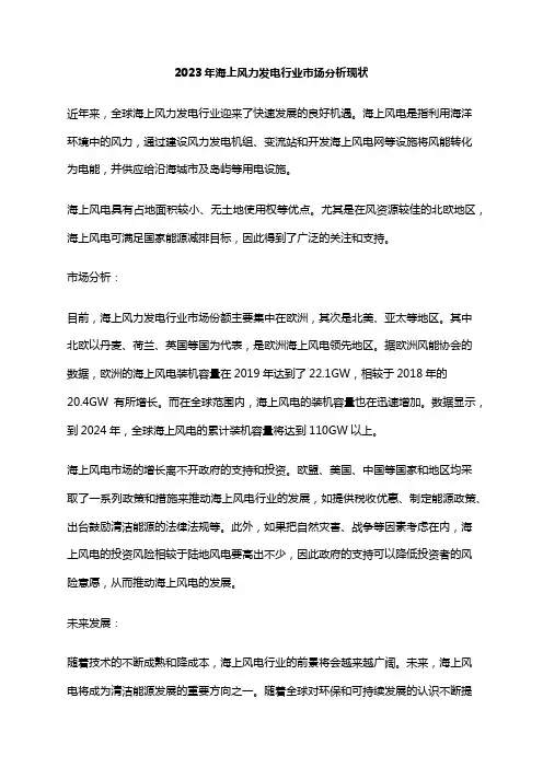 2023年海上风力发电行业市场分析现状