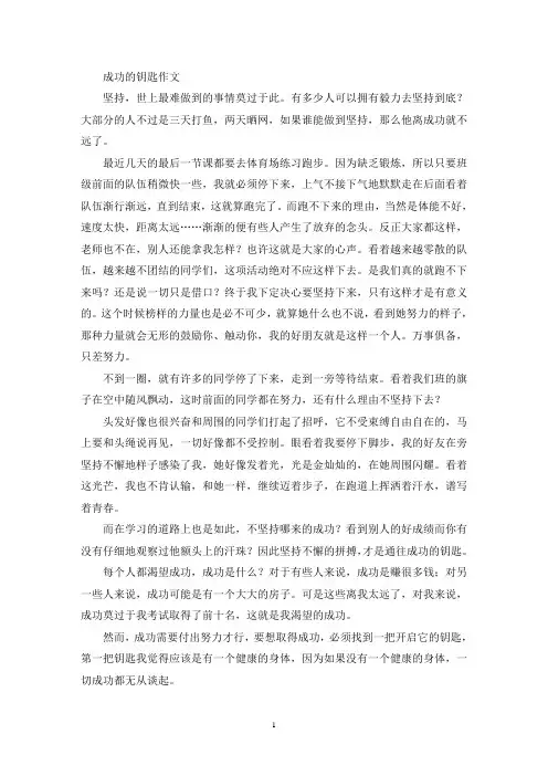 成功的钥匙作文(精选)