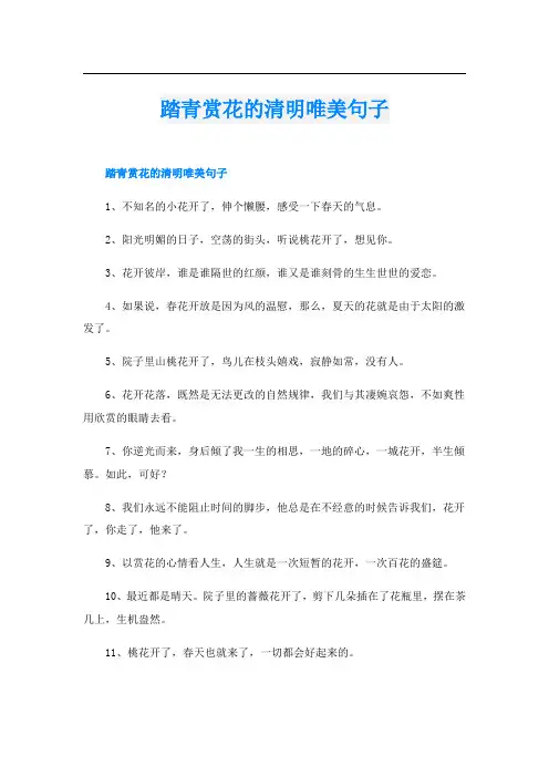 踏青赏花的清明唯美句子