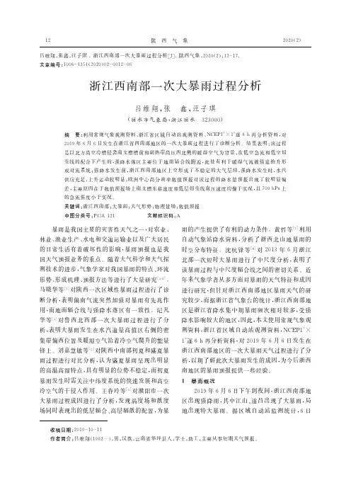 浙江西南部一次大暴雨过程分析