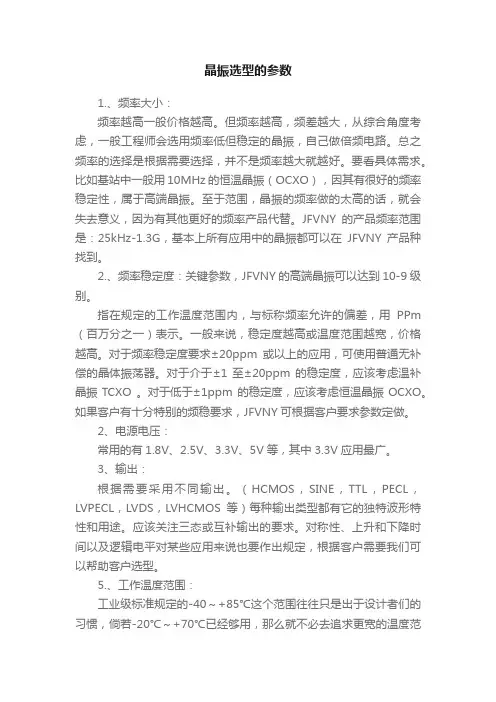 晶振选型的参数