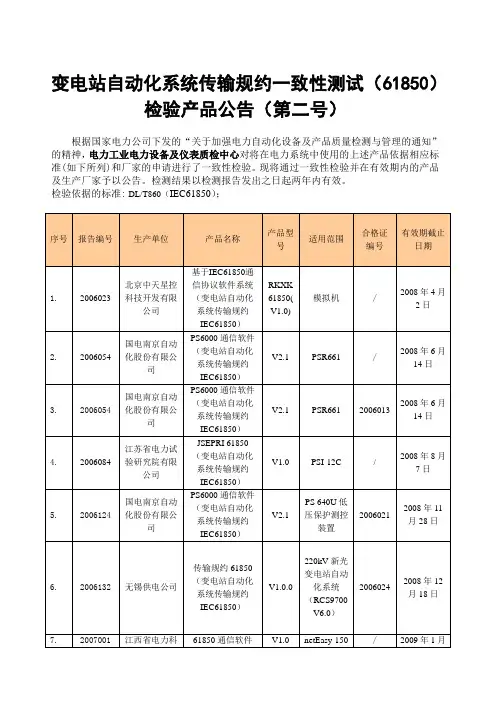 变电站自动化系统传输规约一致性测试(61850)概要