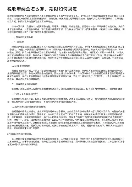 税收滞纳金怎么算，期限如何规定