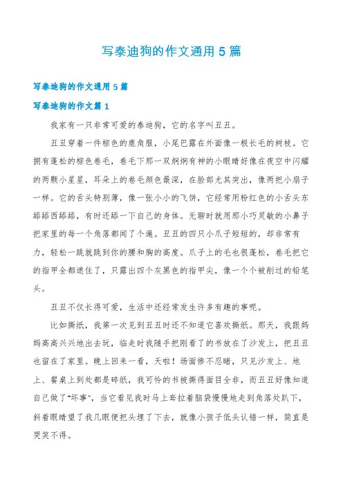写泰迪狗的作文通用5篇