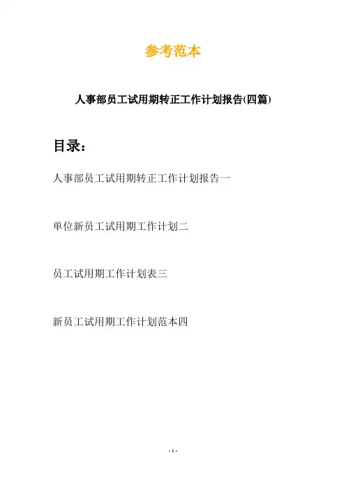 人事部员工试用期转正工作计划报告(四篇)