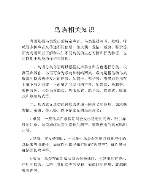 鸟语相关知识