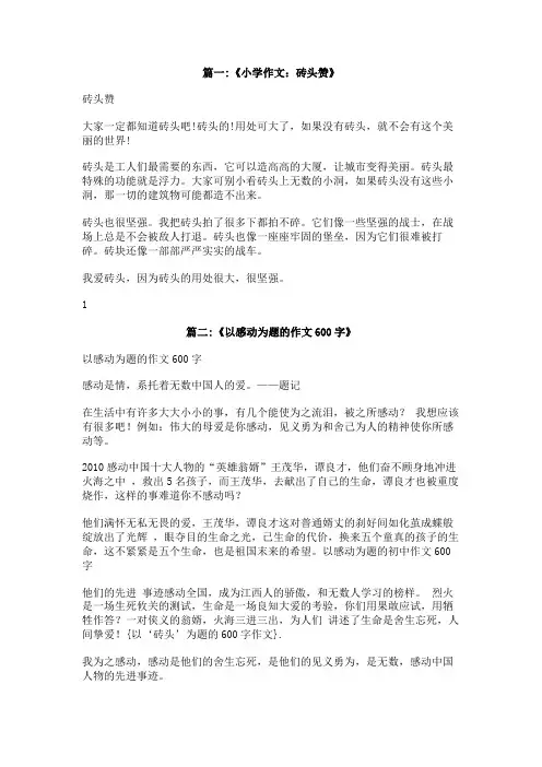 以‘砖头’为题的600字作文