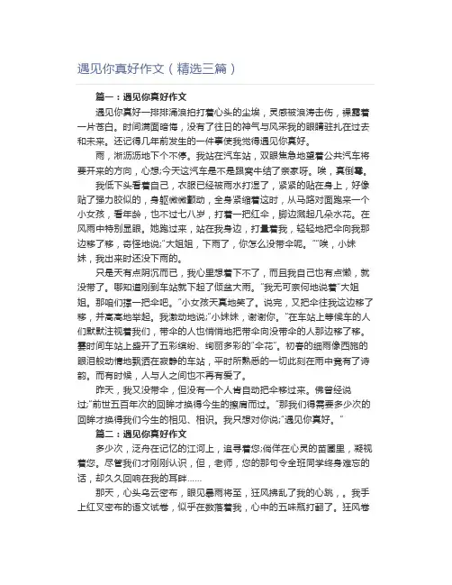 遇见你真好作文(精选三篇)