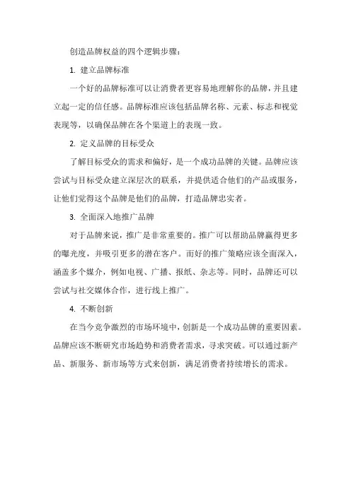 创造品牌权益的四个逻辑步骤