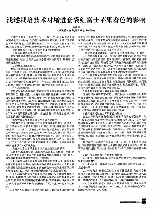 浅述栽培技术对增进套袋红富士苹果着色的影响