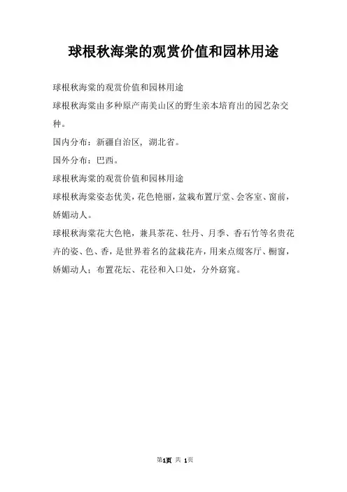 球根秋海棠的观赏价值和园林用途
