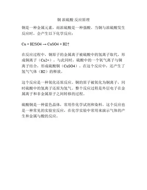 铜 浓硫酸 反应原理