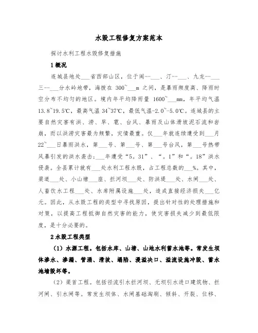 水毁工程修复方案范本（二篇）