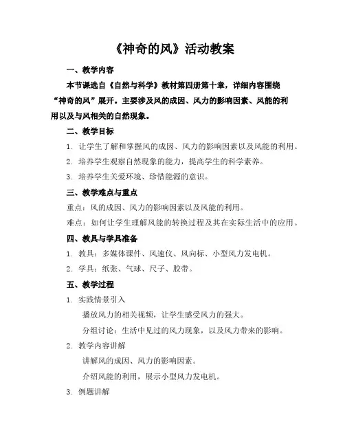 《神奇的风》活动教案