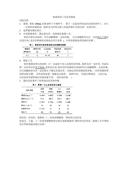 废润滑油再生具体实验方案