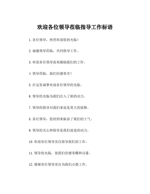 欢迎各位领导莅临指导工作标语