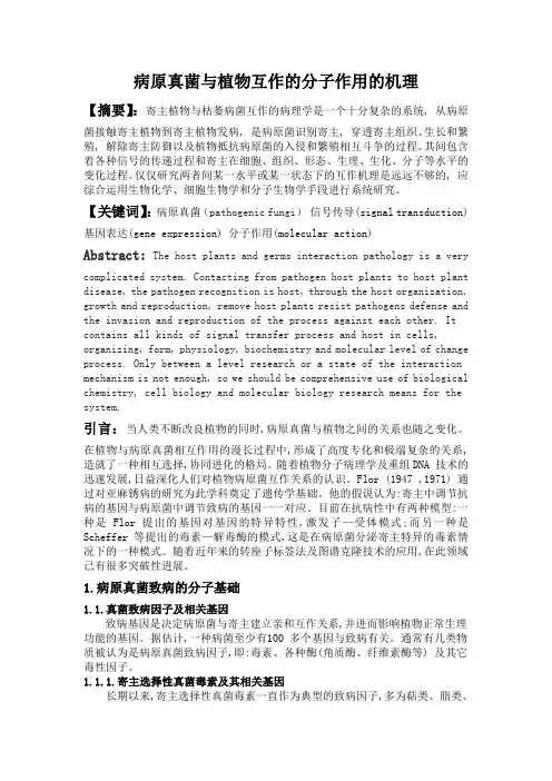 病原真菌与植物互作的分子作用的机理
