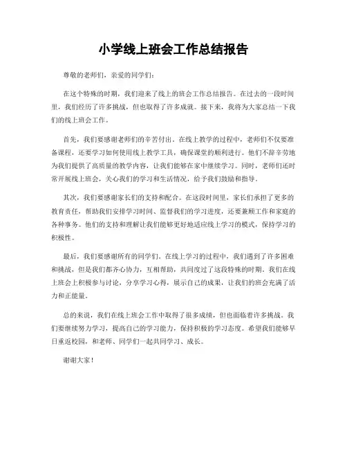 小学线上班会工作总结报告