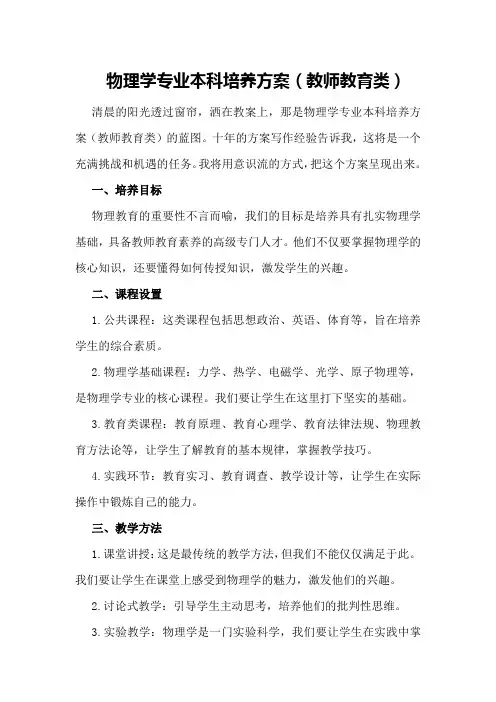 物理学专业本科培养方案