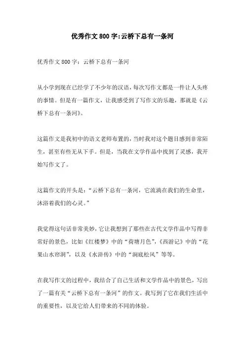 优秀作文800字云桥下总有一条河