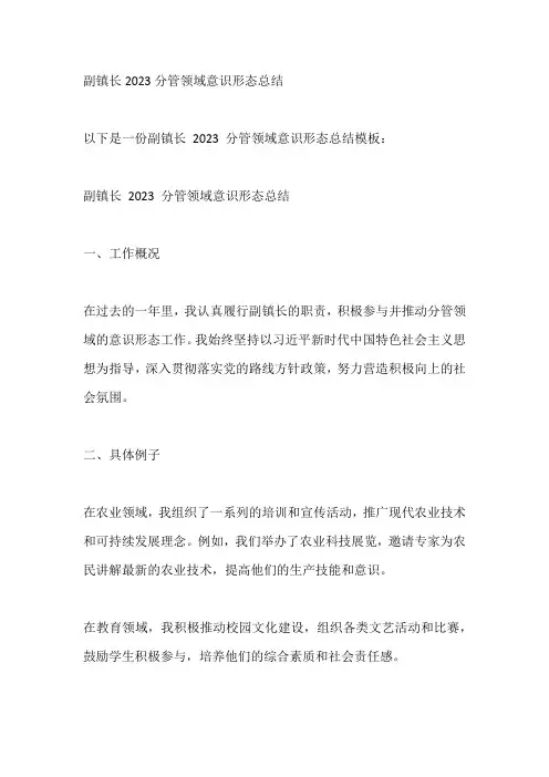 副镇长2023分管领域意识形态总结