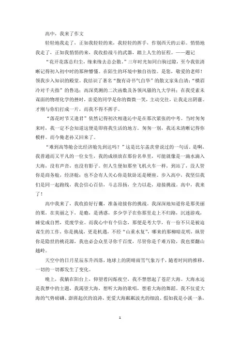 高中,我来了作文(最新)