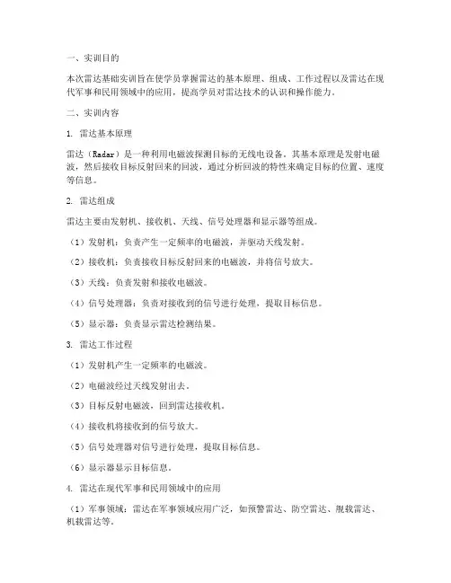 雷达基础实训报告