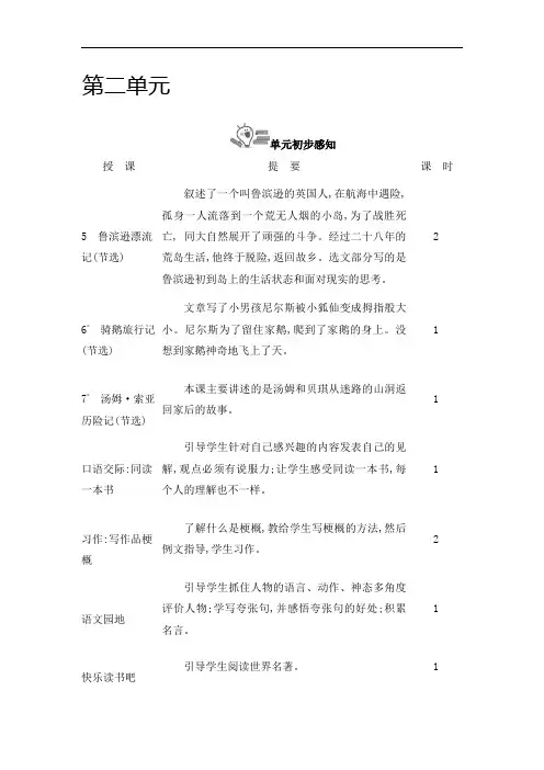 六年级下册语文-第二单元教案