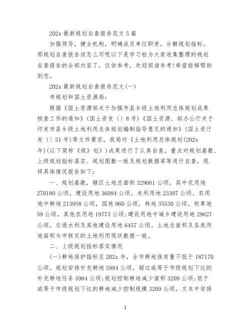 2022最新规划自查报告范文5篇