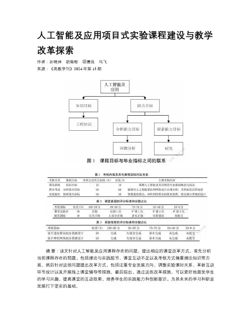 人工智能及应用项目式实验课程建设与教学改革探索