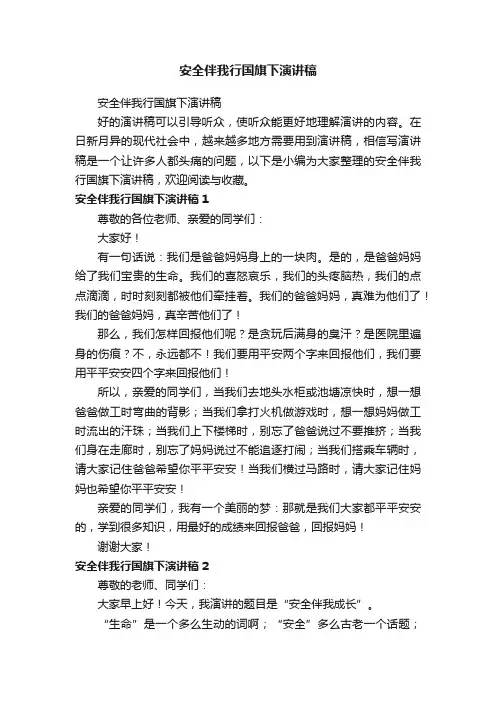 安全伴我行国旗下演讲稿