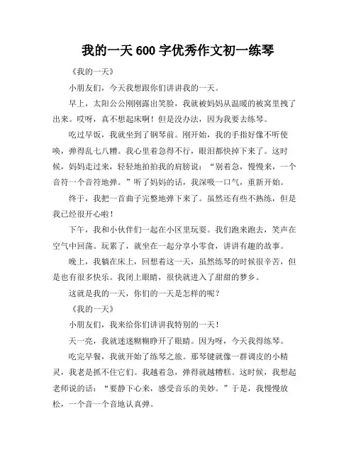 我的一天600字优秀作文初一练琴
