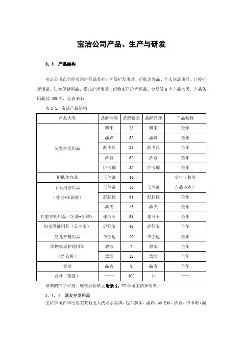 宝洁公司产品、生产与研发