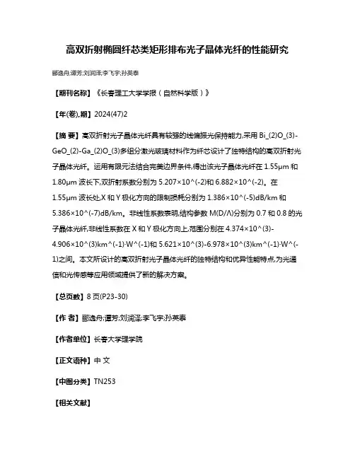 高双折射椭圆纤芯类矩形排布光子晶体光纤的性能研究