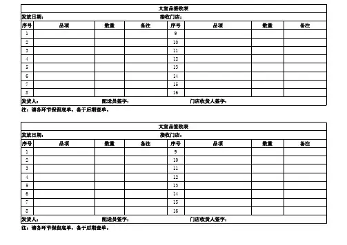 文宣品签收表