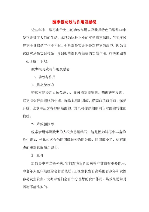 酸枣根功效与作用及禁忌