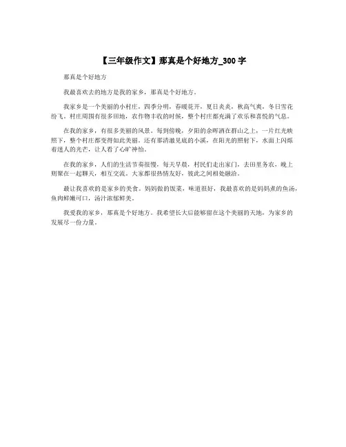 【三年级作文】那真是个好地方_300字