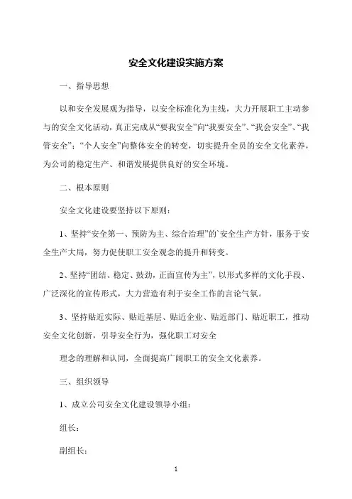 安全文化建设实施方案