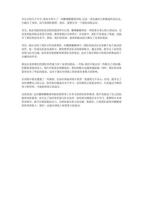 腰旗橄榄球训练总结