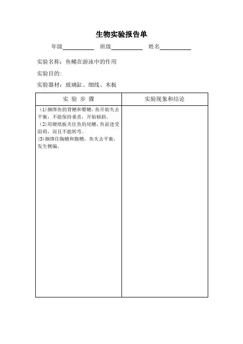 八年级生物实验报告(上下)