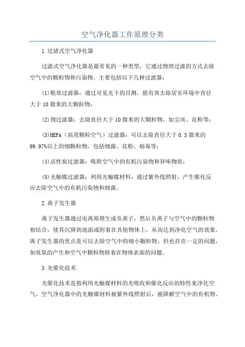 空气净化器工作原理分类