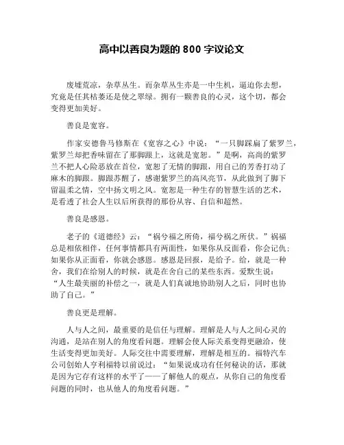 高中以善良为题的800字议论文